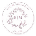 Modern Burgundy Leafy Crest Monogram Wedding