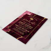 Modern Burgundy Marble Graduation Party Gold Foil Invitation (Rotated)