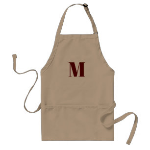 Modern burgundy maroon custom monogram initial adult apron