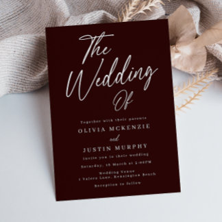 Modern Burgundy Maroon Elegant Wedding Invitation