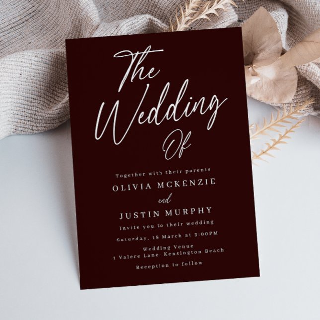 Modern Burgundy Maroon Elegant Wedding Invitation (Creator Uploaded)