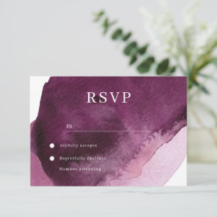 Modern Burgundy Maroon Watercolor Wedding RSVP Card
