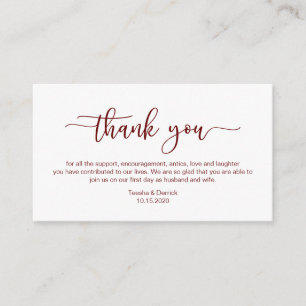 Modern Burgundy minimalism font Birthday Thank you Enclosure Card
