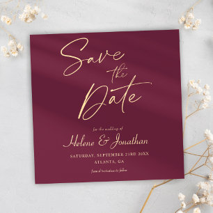 Modern Burgundy Minimalist Elegant Wedding Save The Date