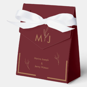Modern Burgundy Minimalist Monogram Favor Box