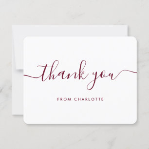 Modern Burgundy Minimalist Wedding Shower Birthday Thank You Card