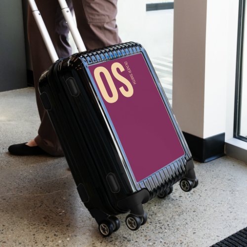 Modern Burgundy Monogram Initials Professional  Luggage