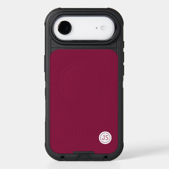 Modern Burgundy Monogram Otterbox iPhone Case (Back)