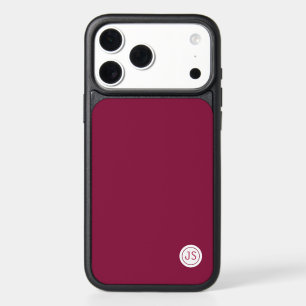 Modern Burgundy Monogram iPhone 17 Pro Max Case