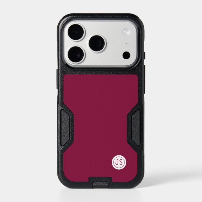 Modern Burgundy Monogram Otterbox iPhone Case (Back)