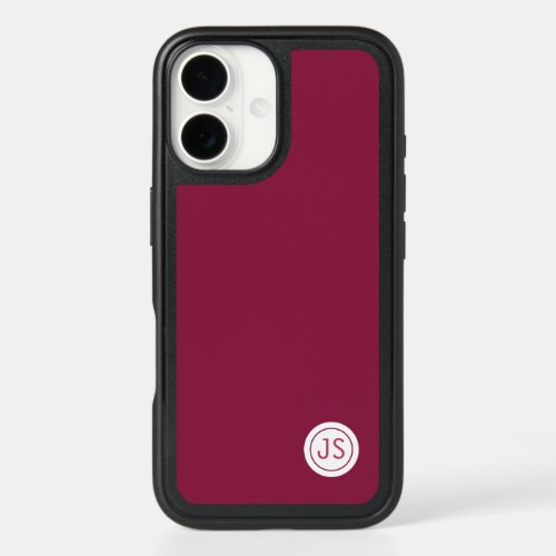 Modern Burgundy Monogram iPhone 16 Case