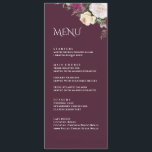 Modern Burgundy Peonies Wedding Menu Card<br><div class="desc">Introducing the Modern Peony Wedding Collection's Wedding Menu Card, a perfect addition to your wedding table decor. This elegant card features a burgundy background with burgundy, white, and cream-colored roses, adding a touch of sophistication to your wedding. The bohemian-inspired font adds a unique and stylish flair to the design, making...</div>