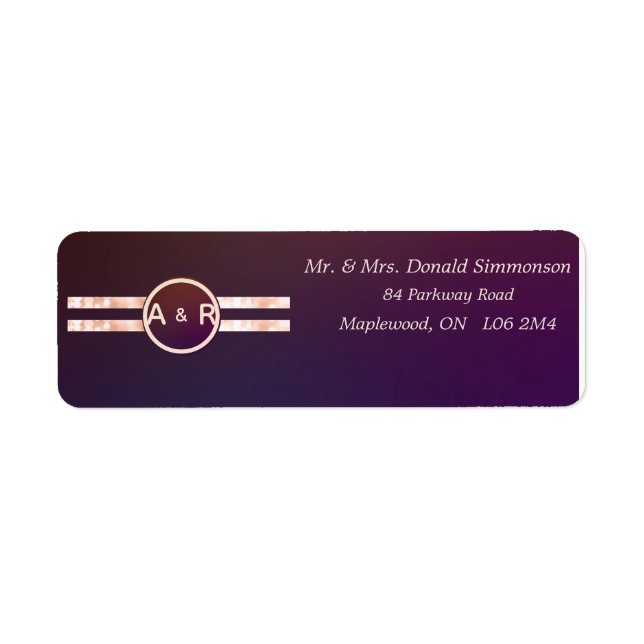 Modern Burgundy Pink Wedding Return Address Label (Front)