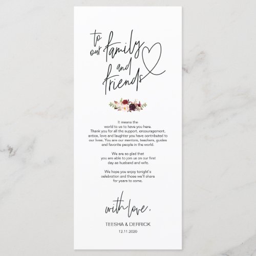 Modern Burgundy Place Setting Thank You Card