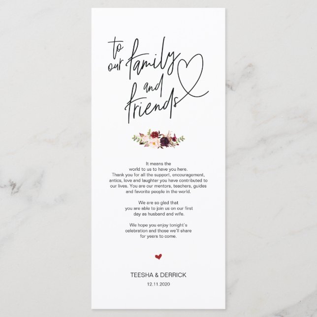 Modern Burgundy Place Setting Thank You Card (Front)