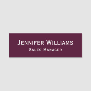 Modern Burgundy Professional Business Executive Name Tag