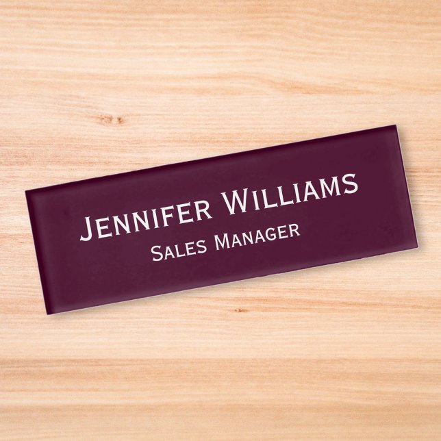 Modern Burgundy Professional Executive Magnetic Name Tag (Modern Burgundy Professional Executive Magnetic Name Tag)