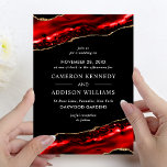 Modern Burgundy Red And Gold Wedding Invitation at Zazzle