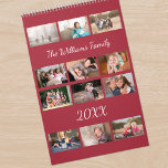 Modern Burgundy Red Cover Custom Photo Calendar<br><div class="desc">Create your own modern photo calendar with your favorite photos. Replace the sample images for each month, add your name or title text, and add the year in the sidebar. The 12 images you choose will automatically appear in a grid on the front and back covers with a row of...</div>