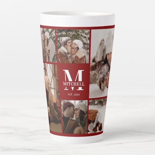 Modern Burgundy Red Family Photo Collage Keepsake