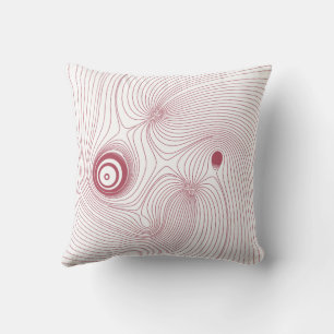 Modern Burgundy Red Psychedelic Topographic Line A Throw Pillow