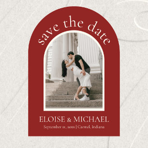 Modern Burgundy Red Wedding Arch Photo Save The Date