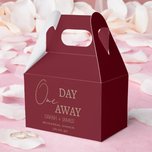 Modern Burgundy Rehearsal Dinner Wedding Party Favor Boxes