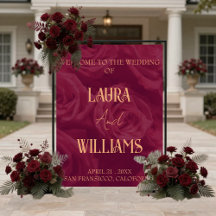 Modern Burgundy Retro Whimsical Welcome board 