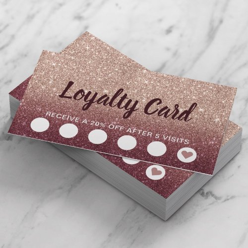 Modern Burgundy Rose Gold Faux Glitter Loyalty