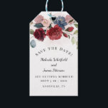 Modern Burgundy Rustic Floral Save The Date Gift Tags<br><div class="desc">Amaze your guests with this burgundy rustic floral bouquet save the date tags announcing your surprise new in a non conventional modern way Simply add your date, names, and venue by clicking the "Personalize" button above. See the other unique save the date keepsakes in our store with the same or...</div>