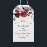 Modern Burgundy Rustic Floral Save The Date Gift Tags<br><div class="desc">Amaze your guests with this burgundy rustic floral bouquet save the date tags announcing your surprise new in a non conventional modern way Simply add your date, names, and venue by clicking the "Personalize" button above. See the other unique save the date keepsakes in our store with the same or...</div>