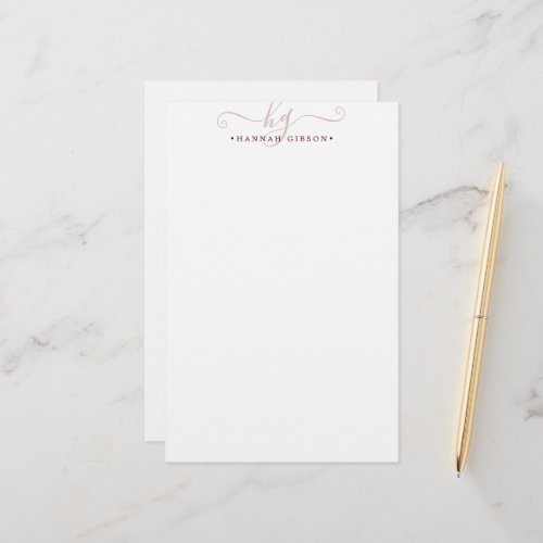 Modern Burgundy Script Initials Monogram Minimal Stationery