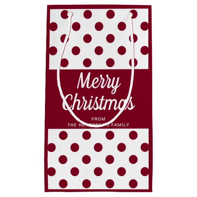 Modern Burgundy Script Merry Christmas Small Gift Bag (Front)