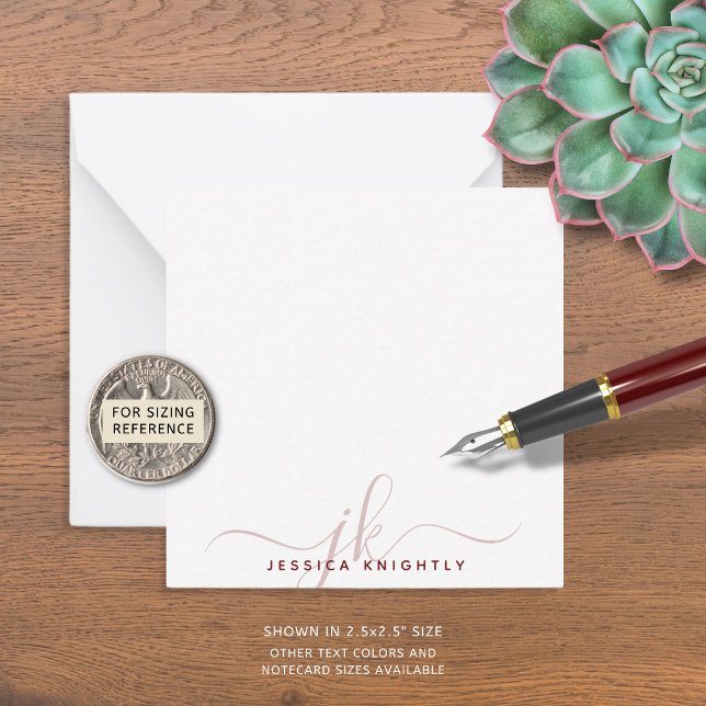 Modern Burgundy Script Monogram Initials Minimal Note Card (Creator Uploaded)