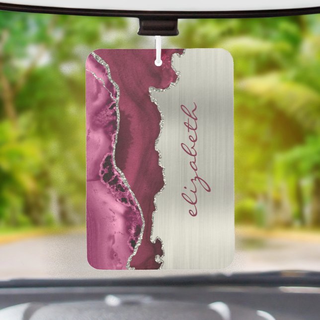 Modern Burgundy Silver Agate Metallic Air Freshener (Creator Uploaded)
