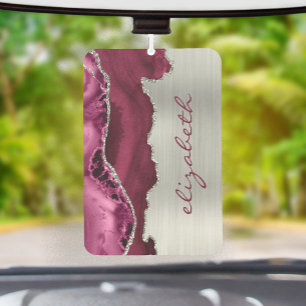 Modern Burgundy Silver Agate Metallic Air Freshener