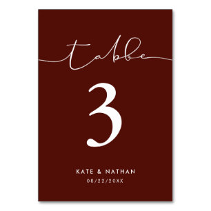 Modern Burgundy Table Number
