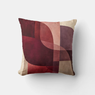 Modern Burgundy Terracotta Geometric Abstract Thro Throw Pillow