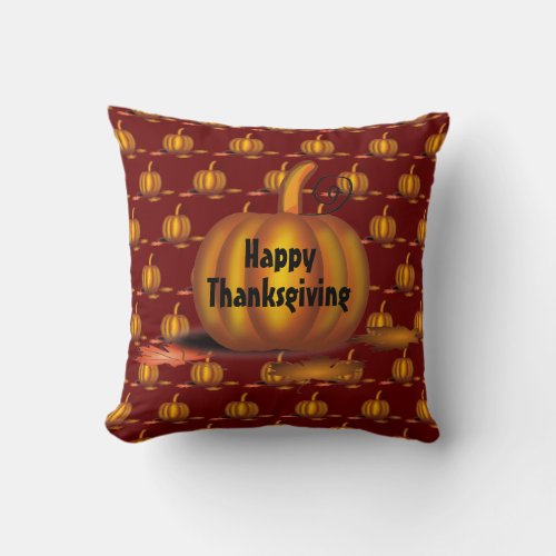 Modern Burgundy  THANKSGIVING  Pumpkin Throw Pillow
