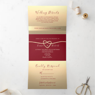 Modern Burgundy Tri-Fold Invitation