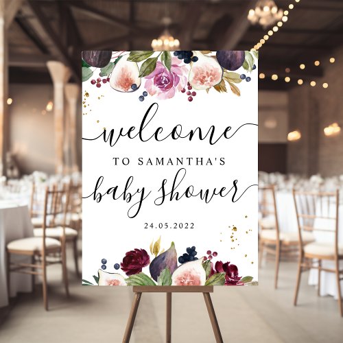 Modern  Burgundy Watercolor Flowers  Berry  Foam  Foam Board