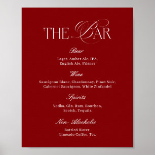 Modern Burgundy Wedding Bar Poster