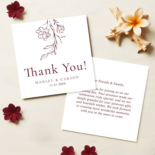 Modern Burgundy Wedding Budget Thank You Note Card (Creator Uploaded)