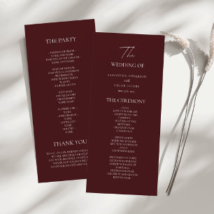 Modern Burgundy Wedding Ceremony Program  