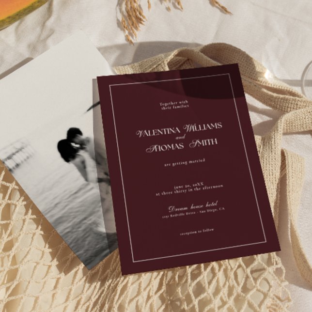 Modern Burgundy Wedding Invitation (Creator Uploaded)