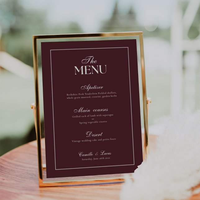 Modern Burgundy Wedding Menu Invitation (Creator Uploaded)
