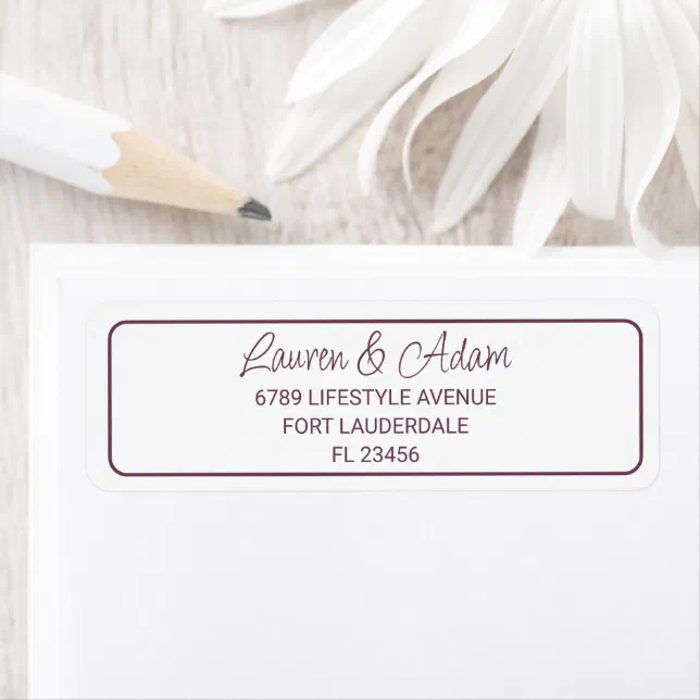 Modern Burgundy Wedding Return Address Label | Zazzle