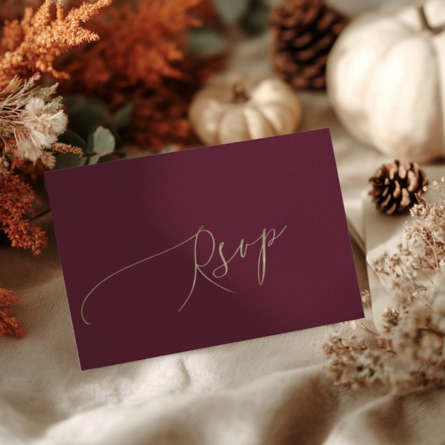 Modern Burgundy Wedding RSVP Card (Creator Uploaded)