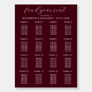 Modern Burgundy Wedding Seating Chart Foam Board