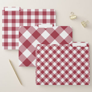 Modern Burgundy White Buffalo Check Pattern File Folder